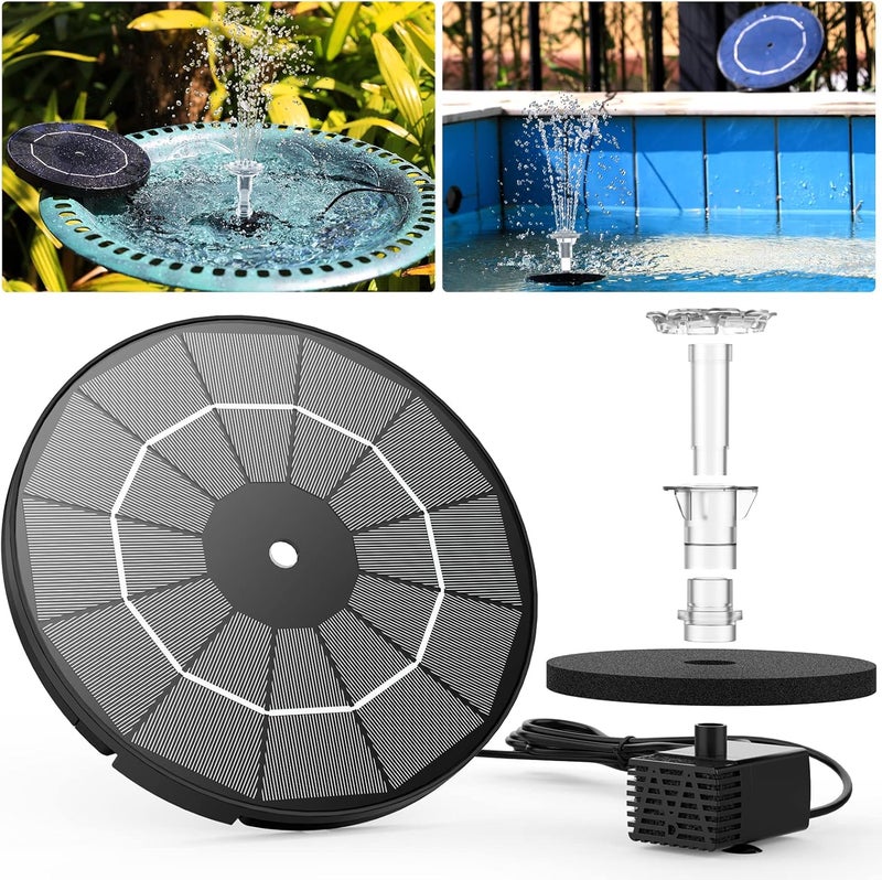 AISITIN 3.5W Solar Fountain Pump for Water Feature Outdoor DIY Solar Bird Bath Fountain with Multiple Nozzles, Solar Powered Water Fountain for Garden, Ponds, Fish Tank and Aquarium - Image 2